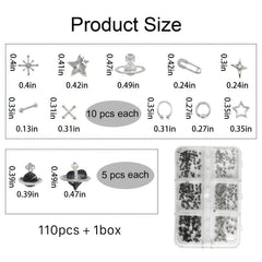 KINGNAME safety pins charm for edgy nail designs and DIY crafts