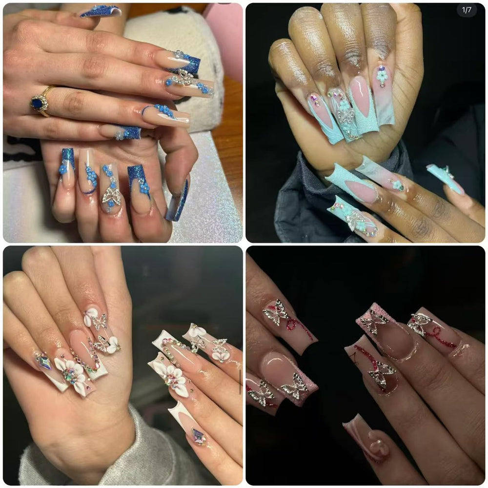 KINGNAME zircon-filled butterflies catch light for a luxurious manicure