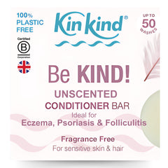 KinKind fragrance-free conditioner bar closeup for sensitive skin use.