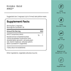 Kinoko Gold AHCC 500 mg capsules close-up