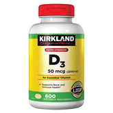 Kirkland Signature Vitamin D3 50 mcg (2000 IU) - front view of 2-pack softgels