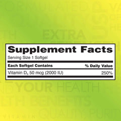 Kirkland Signature Vitamin D3 50 mcg (2000 IU) - packaging back view