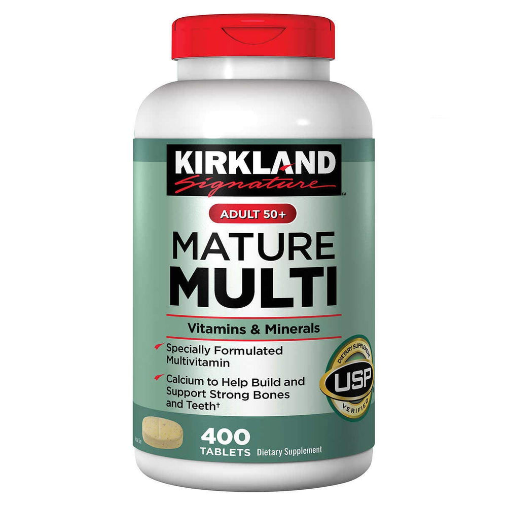 Kirkland Signature Mature Adults Multi Vitamins & Minerals 400 Tablets 2-Pack bottle front