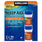 Kirkland Signature Sleep Aid bottle with 192 tablets for reliable nighttime rest.