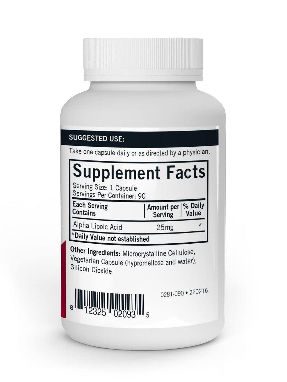 Alpha Lipoic Acid 25 mg label close-up