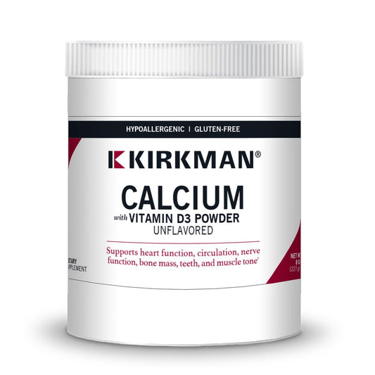 Front view of Kirkman Calcium with Vitamin D3 Powder 8 oz bottle