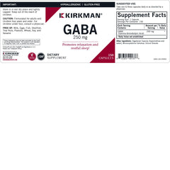 Kirkman GABA 250 mg bottle with capsules