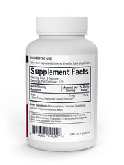 Supplement facts label for Kirkman Iron Ferrochel 5mg