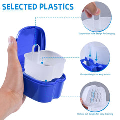 KISEER 2-pack denture bath case with basket open showing large holes