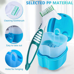 Denture bath case basket with holes and hanging hook