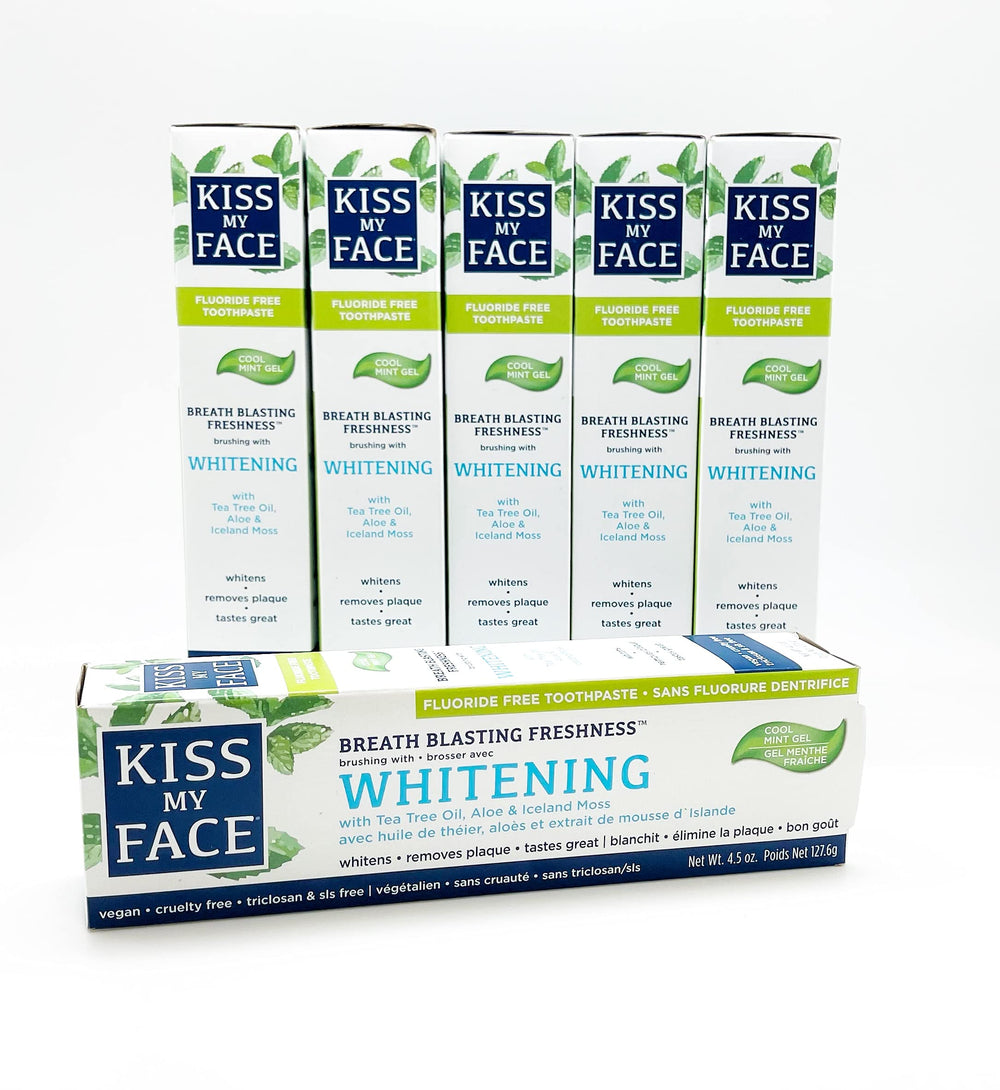 Kiss My Face Whitening Cool Mint Fluoride-Free Toothpaste - 4.5 oz (133 ml) - 6 pack