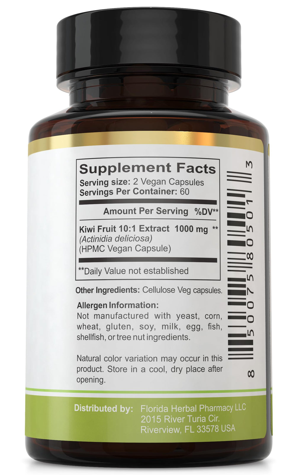 Serving size showing 1000 mg of kiwi extract