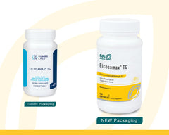 Bottle showing natural lemon flavor of Klaire Labs Eicosamax TG fish oil