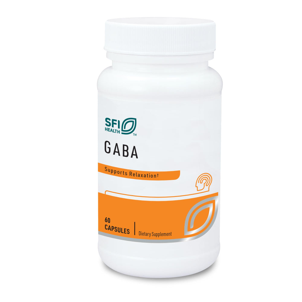 Front view of Klaire Labs SFI Health GABA bottle