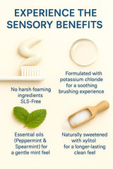 Family-friendly KLARI toothpaste suitable for adults and children.