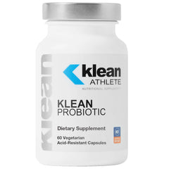 Klean Athlete Klean Probiotic bottle with shelf-stable capsules for immune and gut support.
