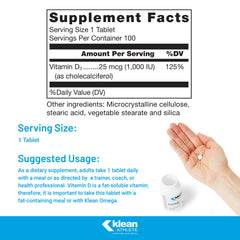 Klean-D Vitamin D3 bottle close-up label with NSF Certified for Sport