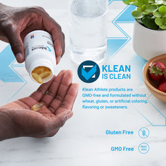 Klean Omega bottle label closeup showing NSF certification.