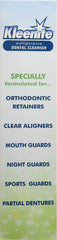 Powder dissolving in water for soaking dental appliances