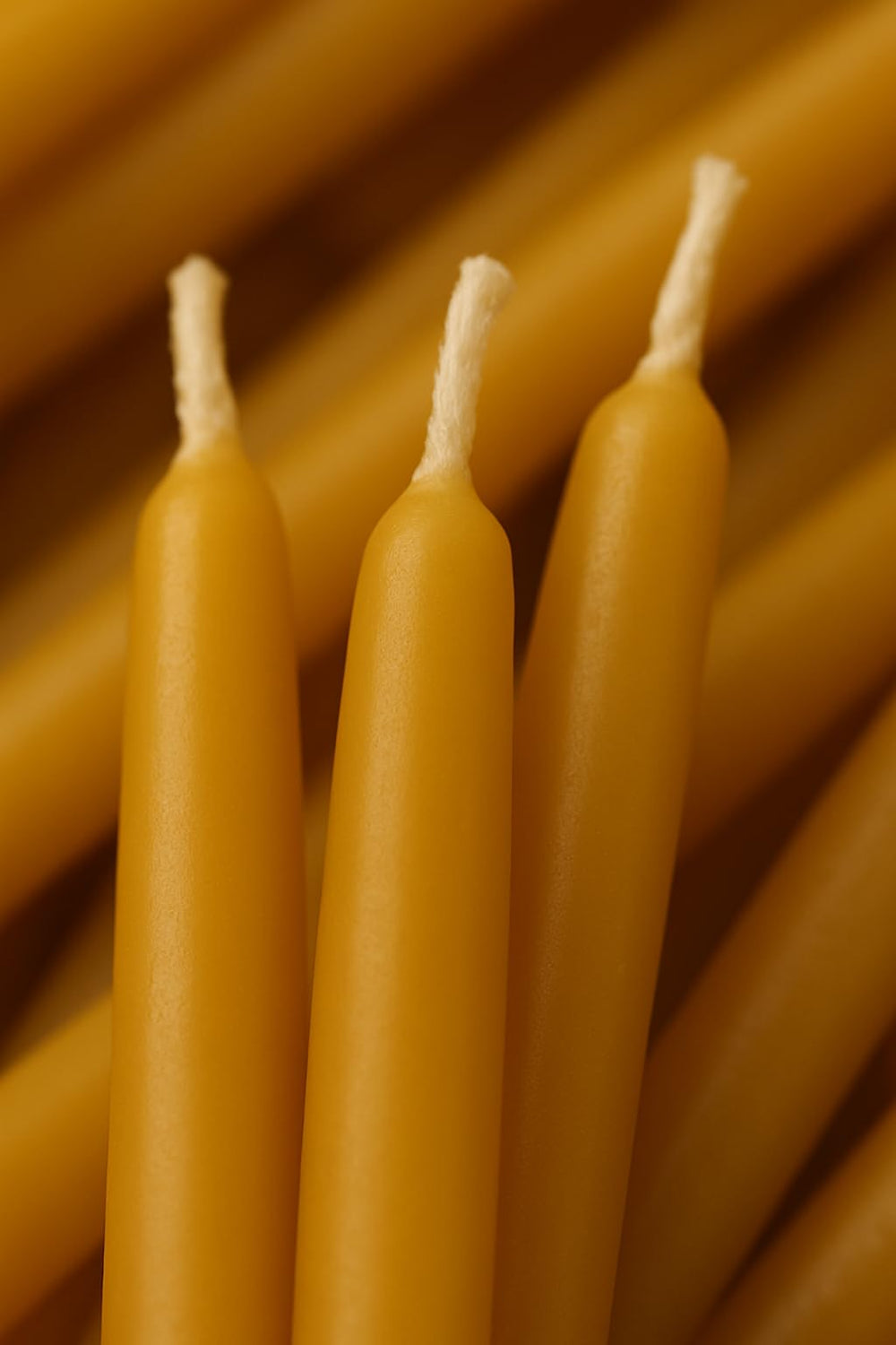 Kline Meditation Beeswax Candles closeup reveals natural beeswax texture.