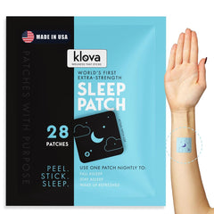 Front view of Klova Sleep Patches packaging