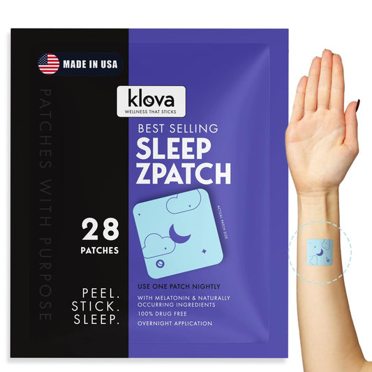 Klova ZSleep Patch applied to the skin, showing a discreet transdermal delivery