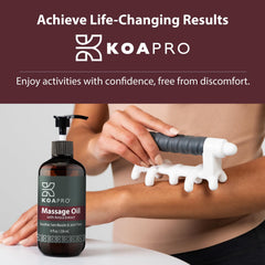 Professional massage therapist using KOAPRO oil