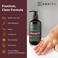 Applying KOAPRO massage oil to sore muscles