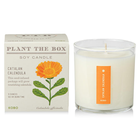 KOBO Catalan Calendula candle with plantable box, 9 oz