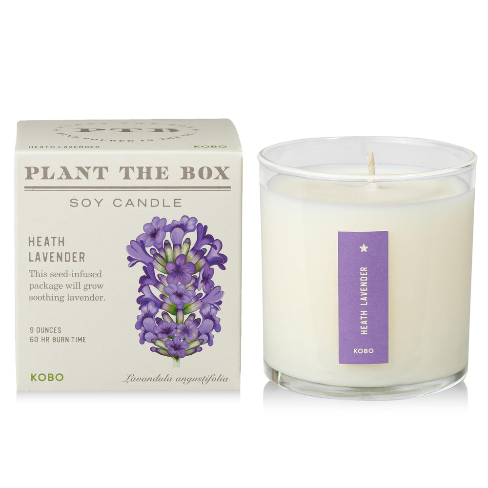 Front view of KOBO Heath Lavender Candle in 9oz tin
