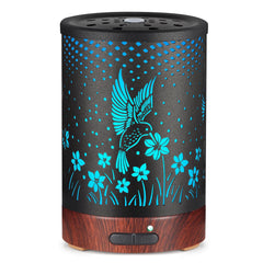 Kobodon essential oils diffuser with metal finish and C-Hummingbirds design