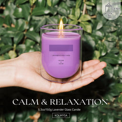 KOIMYSA Lavender Candle jar decor detail shows reusable glass for stylish decor.