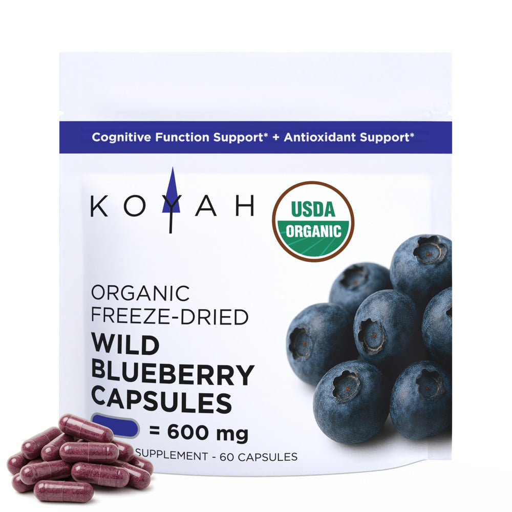 KOYAH Organic Wild Blueberry Capsules bottle front