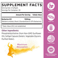 Non-GMO and sugar-free KoNefancy berberine label emphasizes clean ingredients.