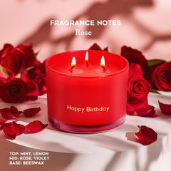 Gift-ready KONNI candle in reusable glass jar with red rose scent