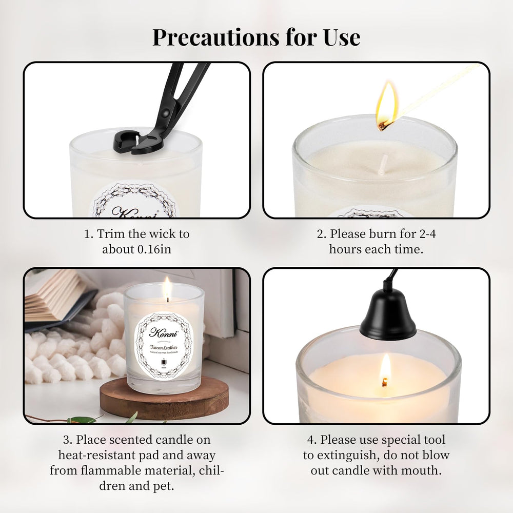 Lit KONNI Scented Candle with warm glow