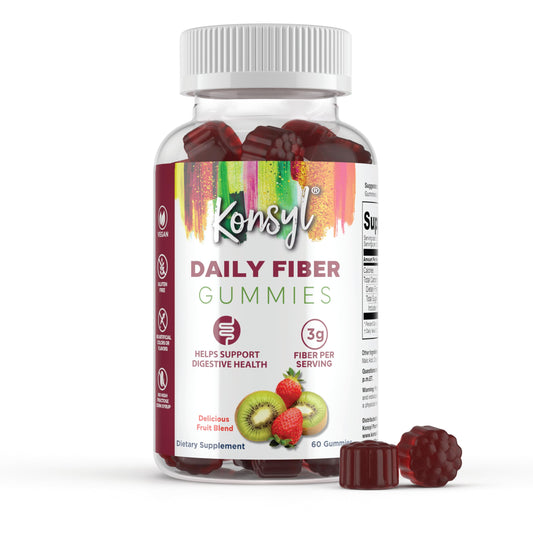 Konsyl Daily Fiber Gummies 60 count Strawberry-Kiwi bottle