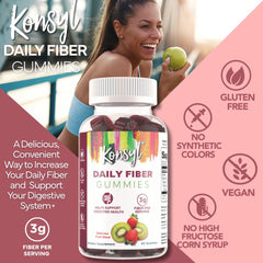 Konsyl Daily Fiber Gummies packaging 60 count Strawberry-Kiwi