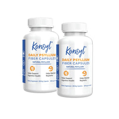 Konsyl Daily Psyllium Capsules bottle showing 1500mg psyllium husk per serving