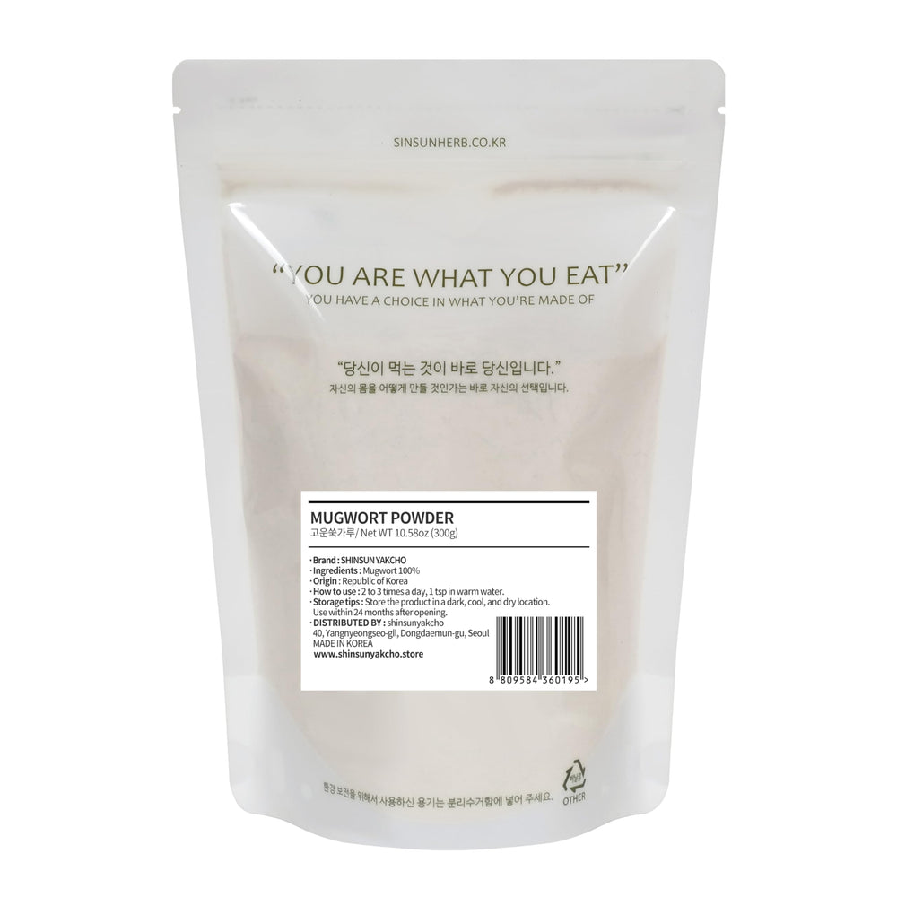 Back view of Korean Mugwort Powder packaging with label