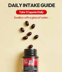 Lifestyle image of a person taking a Korean Red Ginseng capsule