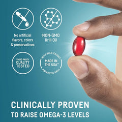 Kori Krill Oil label and packaging scene conveys quality and care.