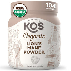 KOS Organic Lion's Mane Powder jar on white background