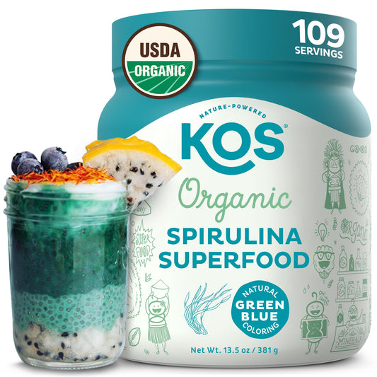 KOS Organic Spirulina Powder front label