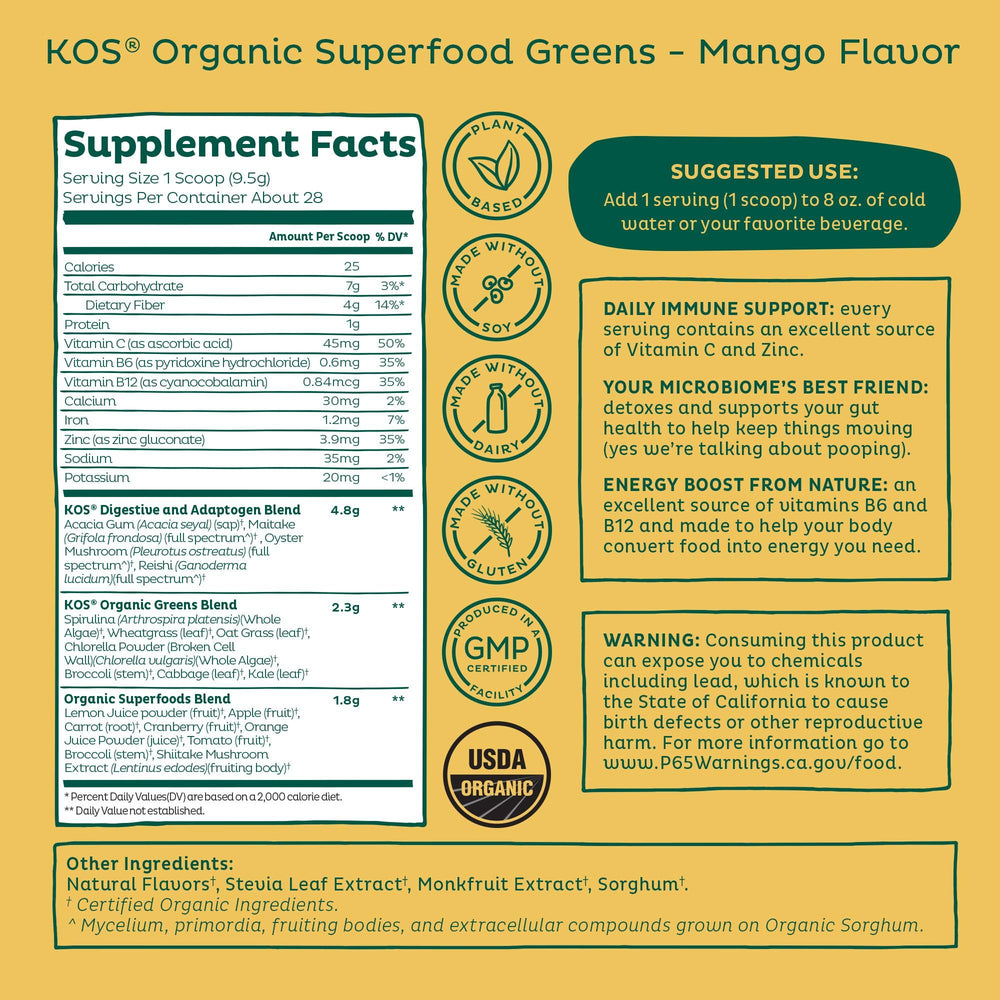 Glass with prepared Mango greens powder