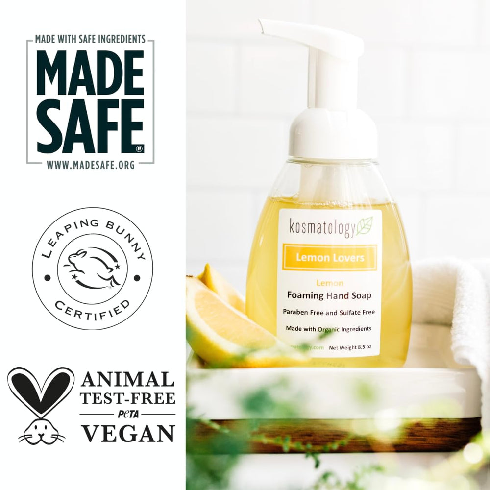 Kosmatology Lemon Lovers lemon essential oil drop detail; uplifting scent awakens the senses.