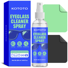 Kototo Eyeglass Cleaner Spray 2-pack with black and green microfiber cloths