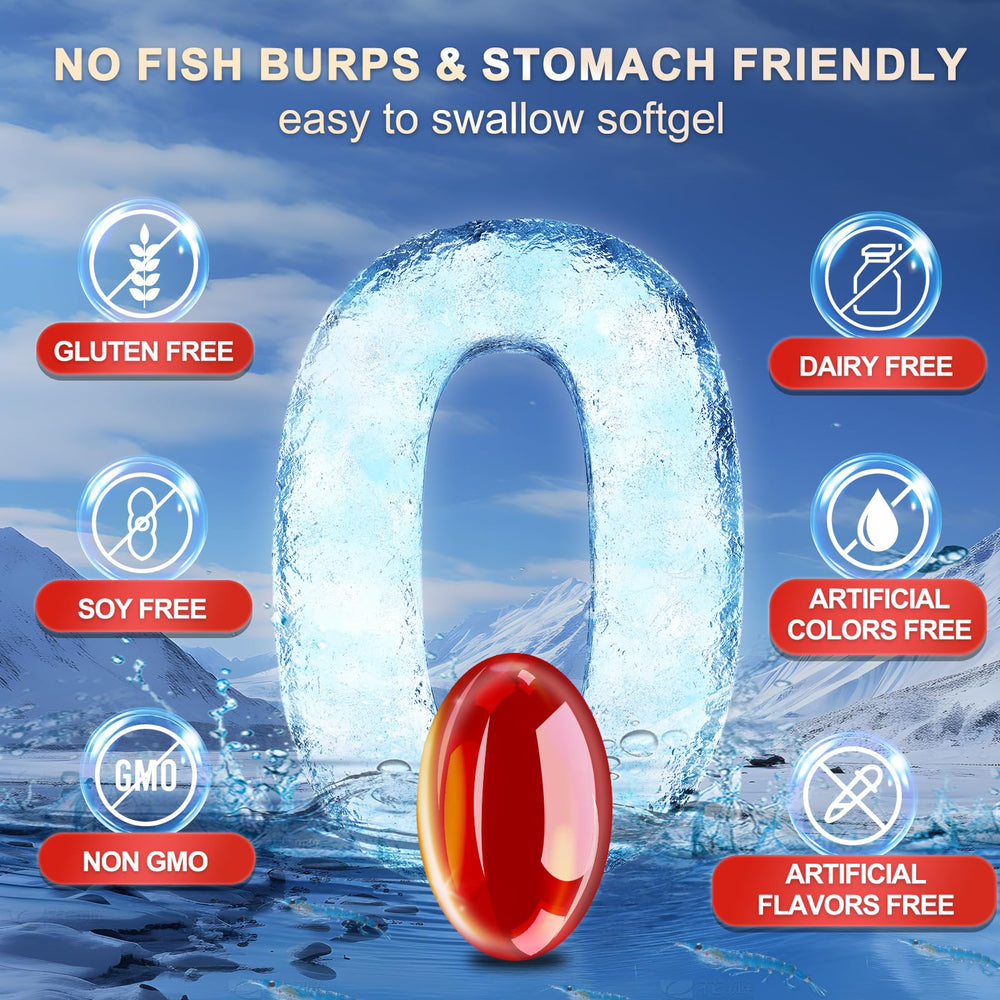 Astaxanthin-rich krill oil softgels