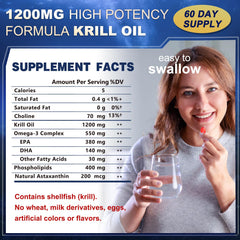 Krill Oil 1200 mg bottle on white background