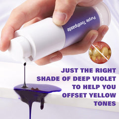 Tube of purple toothpaste on white background